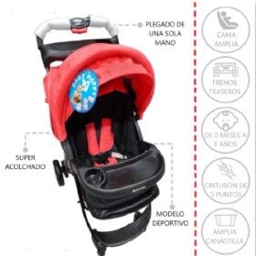 Coche Cuna JL-036B Rojo