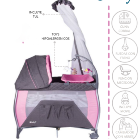 Cuna Corral para bebe NAPY Rosa