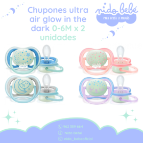 Chupones ultra air glow in the dark 0-6M x 2 unidades Avent