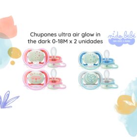 Chupones ultra air glow in the dark 0-18M x 2 unidades Avent