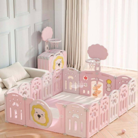 CORRALITO INFANTIL PLEGABLE LEONCITO ROSADO 150 x180 MTS