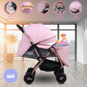 Coche Cuna Musical Baby Dream color Rosado