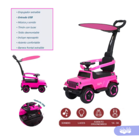 Bugui Guiador Police Desmontable 3 en 1 Usb Musical -Rosado