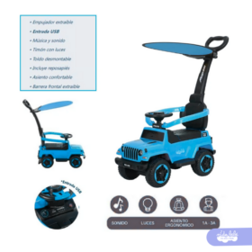 Bugui Guiador Police Desmontable 3 en 1 Usb Musical - Azul