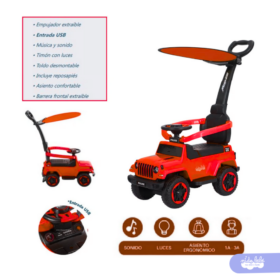 Bugui Guiador Police Desmontable 3 en 1 Usb Musical - Rojo