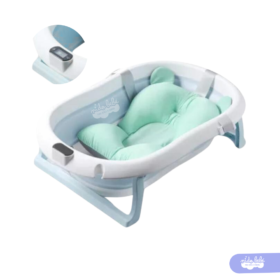 Bañera de bebé con termómetro digital Verde