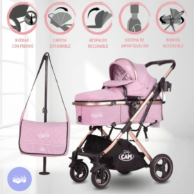 Coche Cuna Moisés modelo GALAXY color Rosado