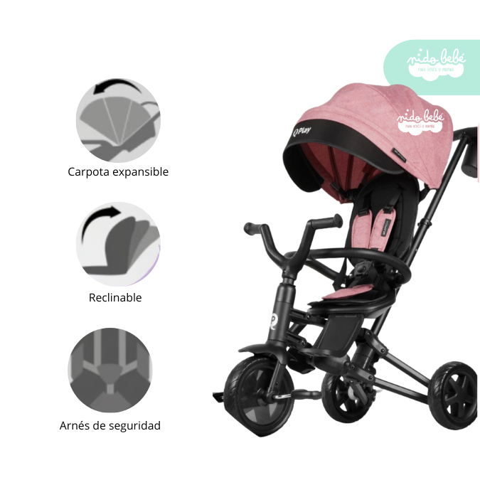 102 Triciclo Plegable modelo Nova Deluxe color Rosado - Imagen 1