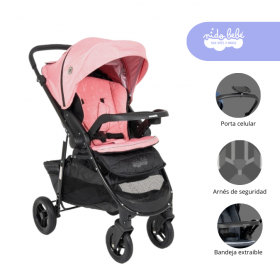 Coche Cuna de bebe modelo Valencia Color Rosado
