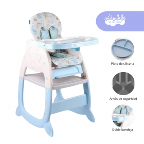 Silla Carpeta De Comer de bebé modelo Gato color Baby Blue