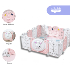 CORRALITO INFANTIL PLEGABLE Modelo Conejito Color Rosado