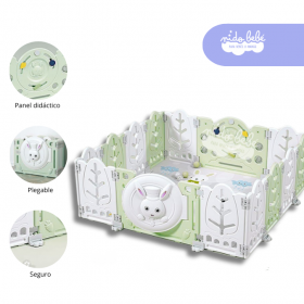 CORRALITO INFANTIL PLEGABLE Modelo Conejito Color Verde