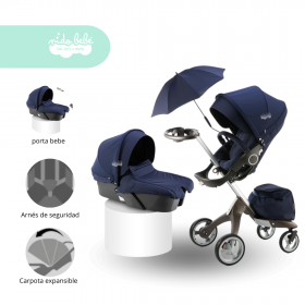 Coche Cuna con Porta Bebé Baby Confort Azul