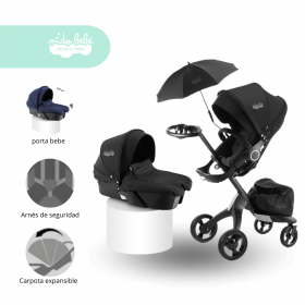 Coche Cuna con Porta Bebé Baby Confort Negro