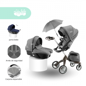 Coche Cuna con Porta Bebé Baby Confort Plomo