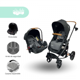 Coche Cuna con Porta Bebé Prima Plus Negro