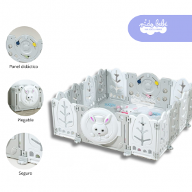 CORRALITO INFANTIL PLEGABLE Modelo Conejito Color Plomo