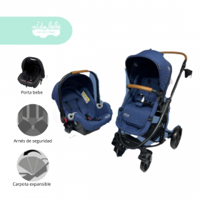 Coche Cuna con Porta Bebé Prima Plus Azul