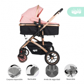 Coche Cuna Modelo Monaco Golden color Rosado