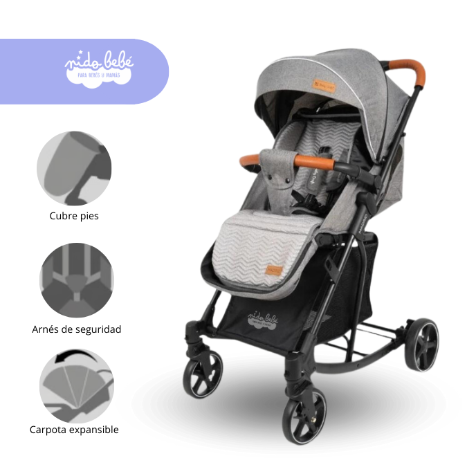 7 Coche Cuna con Mecedora modelo Madrid color Plomo - Imagen 1