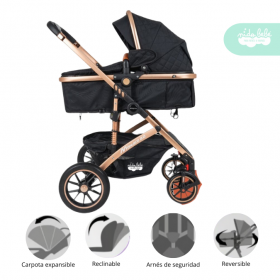 Coche Cuna Modelo Monaco Golden color Negro