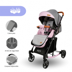 Coche Cuna con Mecedora modelo Madrid color Rosado