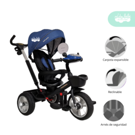 Triciclo con Bluetooth modelo Veloce Deluxe color Azul