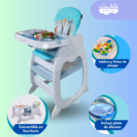 Silla Carpeta De Comer de bebé modelo Gato Celeste