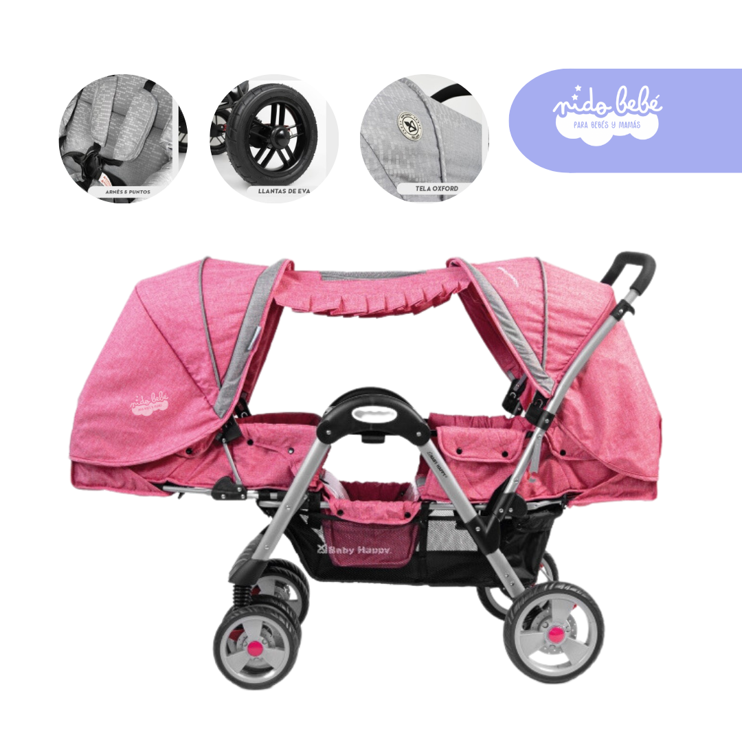 mell Coche Cuna Mellicero Duox Deluxe Color Rosado - Imagen 1