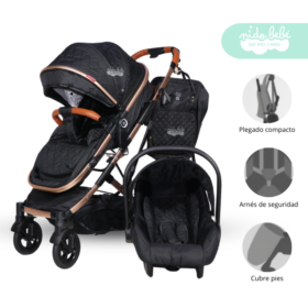 Coche Moises de bebe con porta bebe Mimi Negro