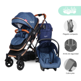 Coche Moises de bebe con porta bebe Mimi Azul