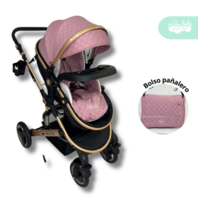Coche Cuna Moises con Bolso Pañalero Neo Plus Pink