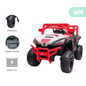 Carrito a Batería para niño Modelo Moster color Rojo con Blanco