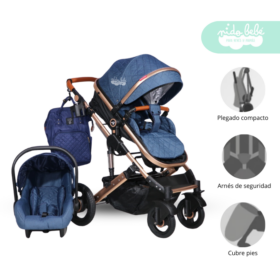 Coche Moises de bebe con porta bebe Prado Azul