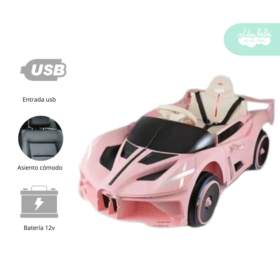 Carrito a Batería para niño Modelo FastCar color Rosado