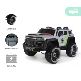 Carrito a Batería para niño Modelo Moster Plomo