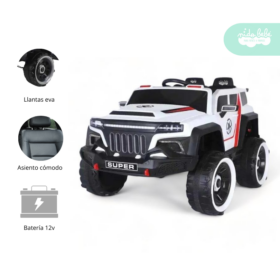 Carrito a Batería para niño Modelo Moster Blanco