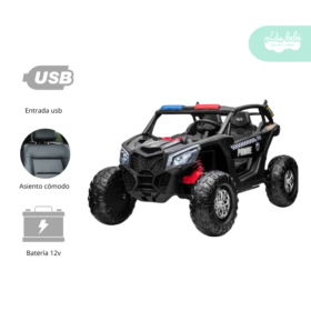 Carrito a Batería para niño Modelo Police Black