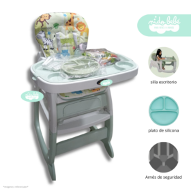 Silla De Comer convertible en Carpeta Kitty verde