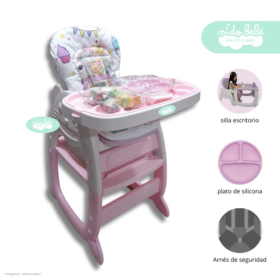Silla De Comer convertible en Carpeta Kitty rosa
