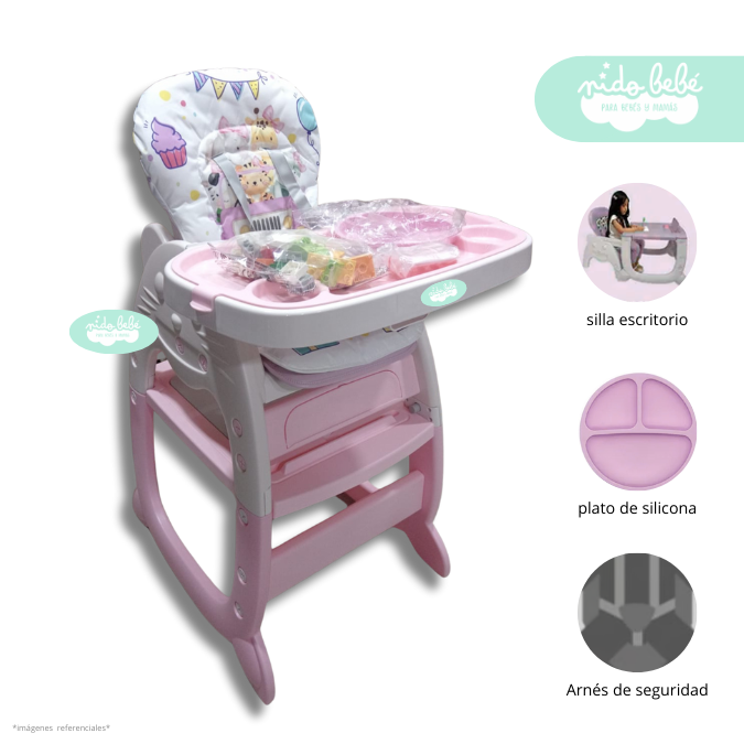 3 Silla De Comer convertible en Carpeta Kitty rosa - Imagen 1