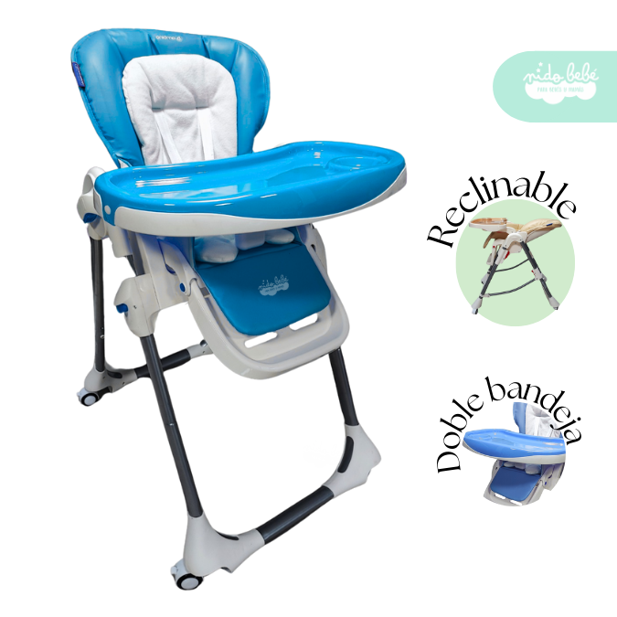 4 Silla De Comer de bebé Deluxe con Acolchado Premium Blue - Imagen 1