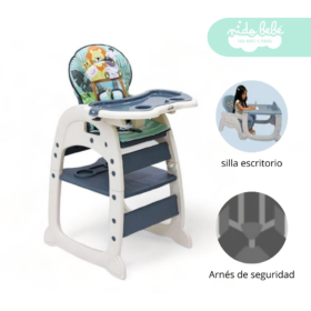 Silla De Comer convertible en Carpeta Safary Plomo
