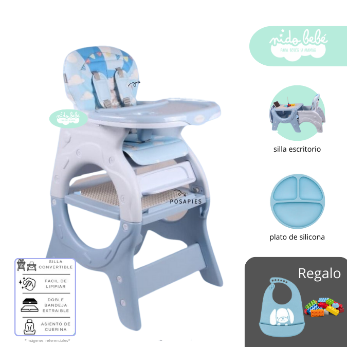 6 Silla De Comer convertible en Carpeta Donna Blue - Imagen 1