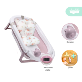 Bañera Plegable de Bebe modelo Duox Digital Rosado