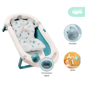 Bañera Plegable de Bebe modelo Duox Digital Azul