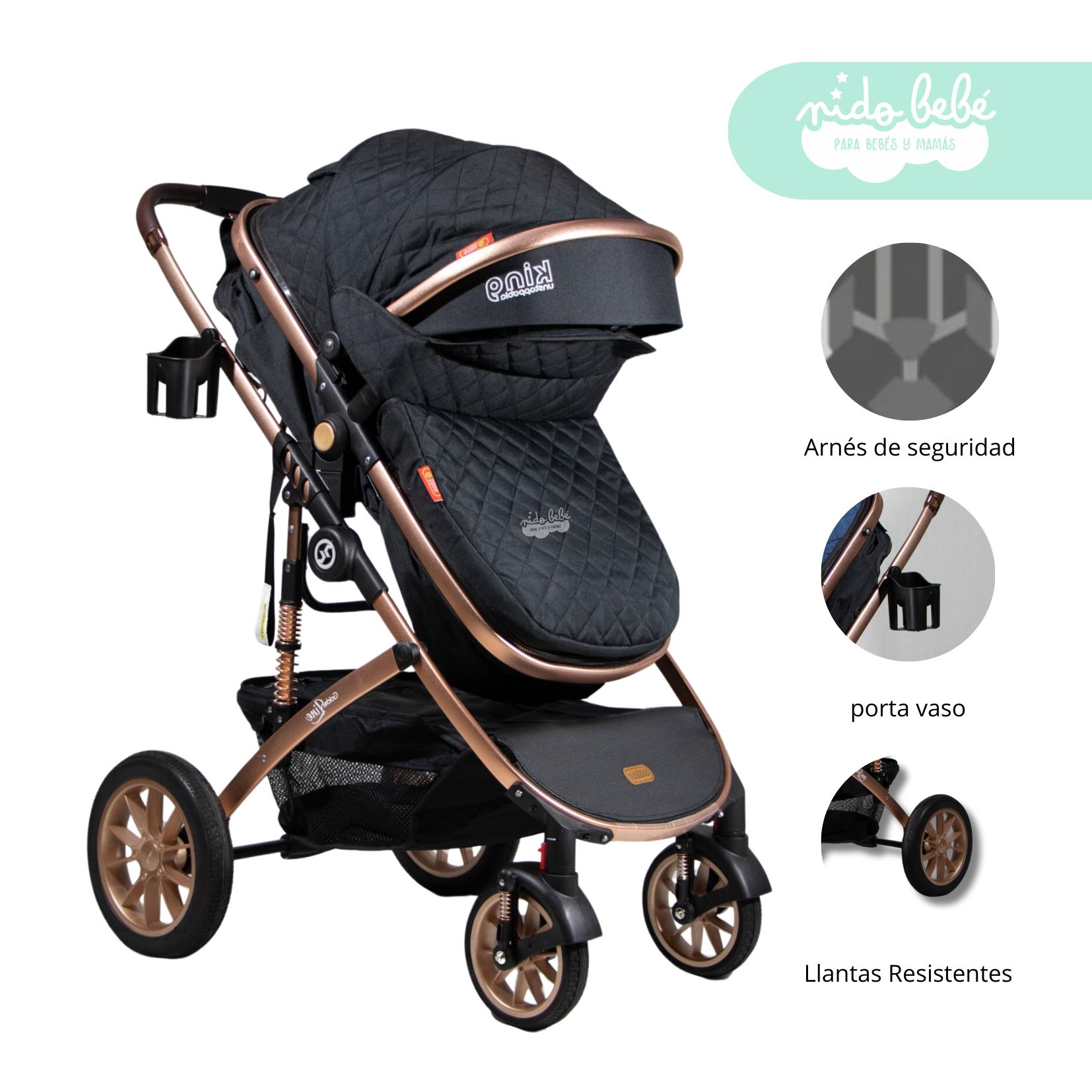 4 Coche Moises para bebe modelo Drax Edicion DarkBlack - Imagen 1