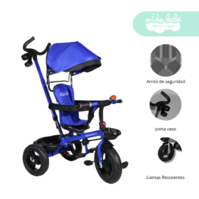 Triciclo con Guiador modelo Bobs color Azul