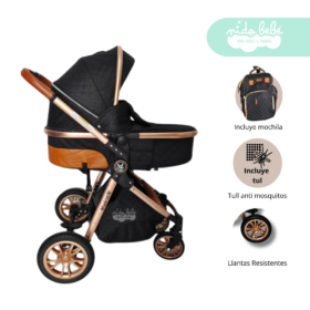 Coche Moises con mochila modelo Madrid Deluxe Negro