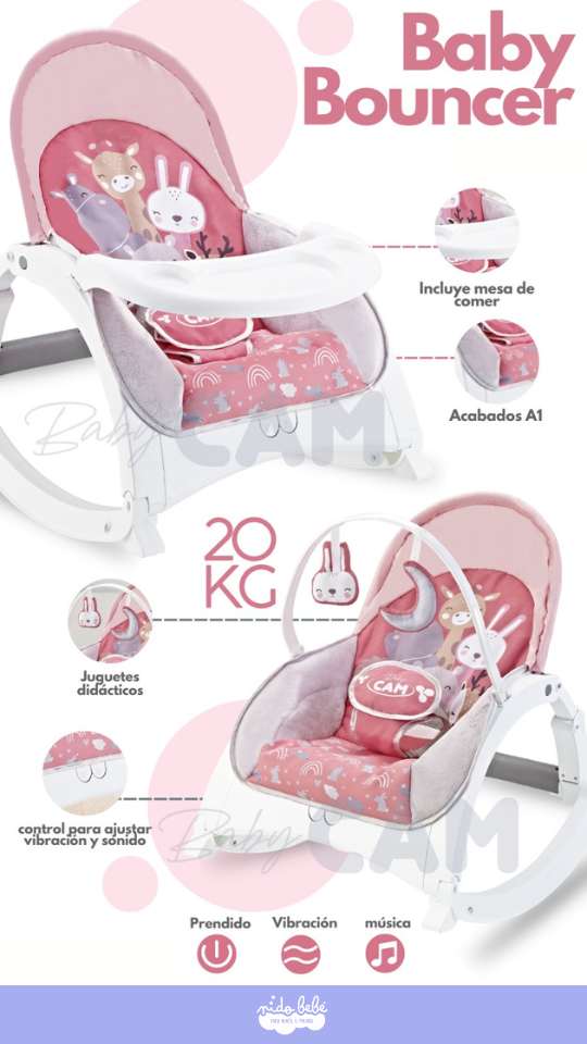 10 Silla Mecedora Rocking 5 En 1 Musical Rosada - Imagen 1